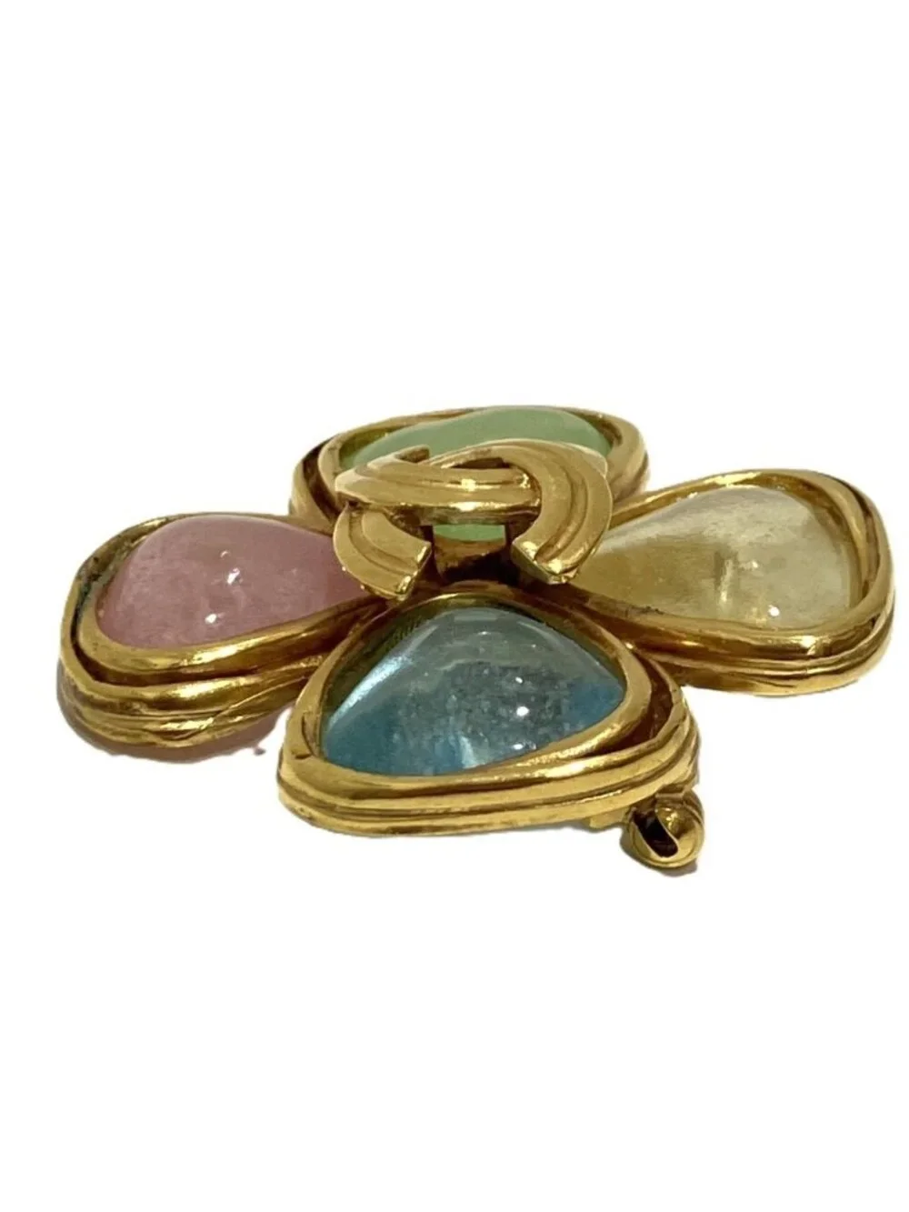 Chanel CC Logo Clover Color Stone 96P Brooch